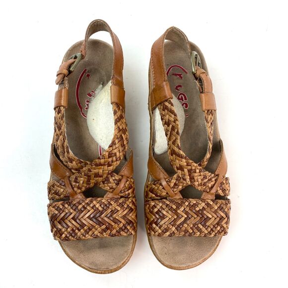 Leather Woven Klogs Size 8M Wedge Sandals Shoes Buckle Suede Insoles Slip Resist - Picture 4 of 12
